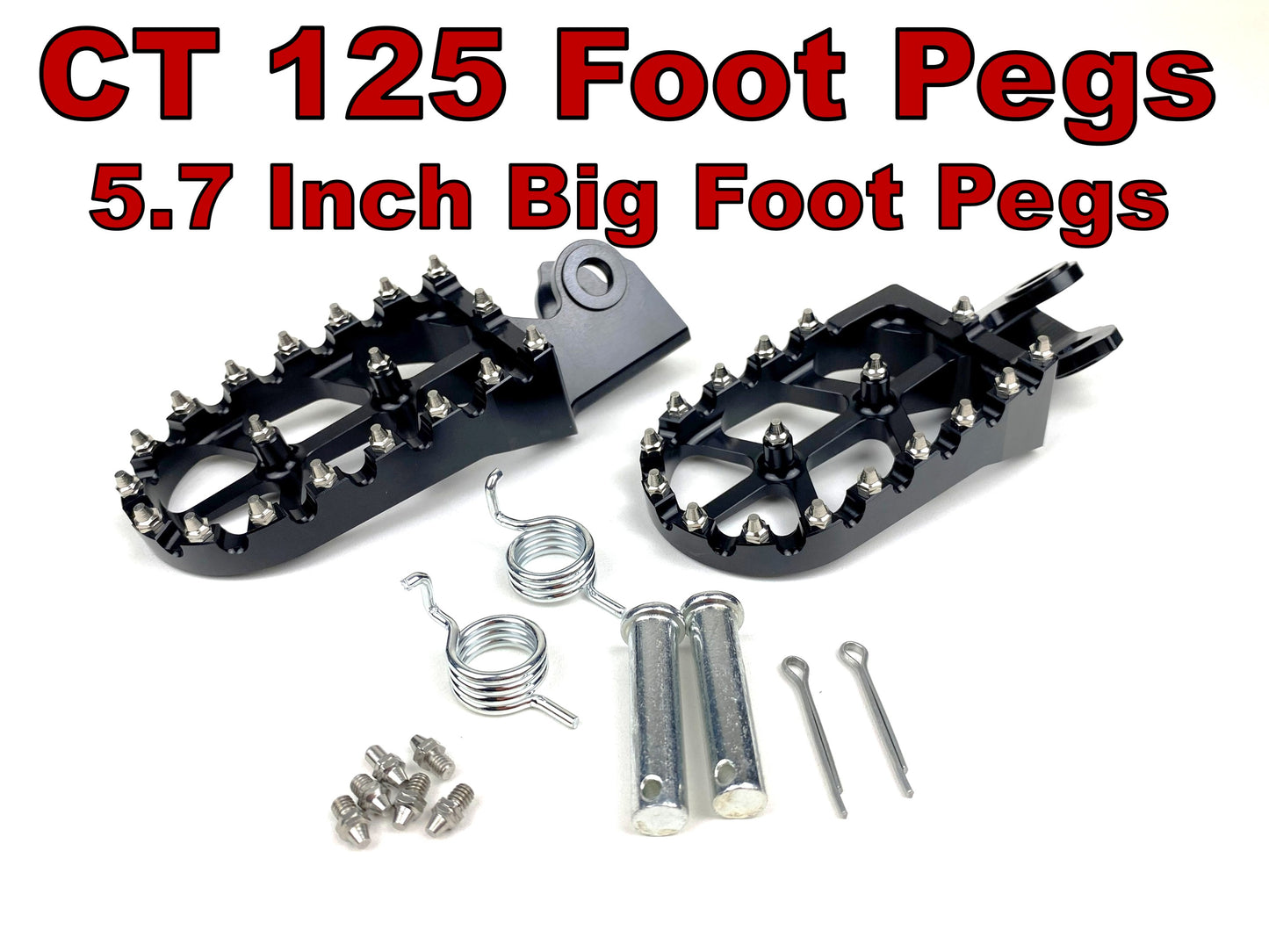 5.7 Inch Big Foot Pegs for Honda CT125 Trail and Hunter Cub. Fits years 2020 to present Honda CT 125 Trail and CT 125 Hunter Cub
